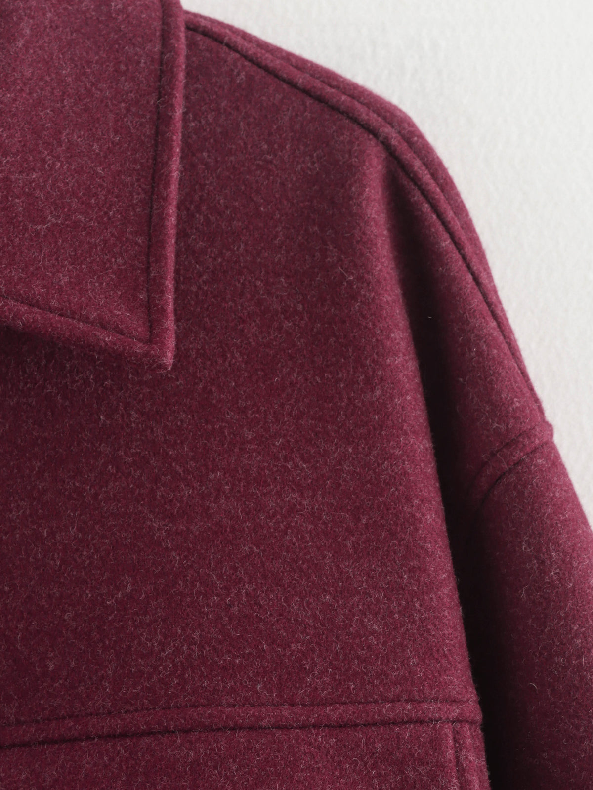 Wine Red Wool Blend Cropped Zip Jacket - Winered - 3