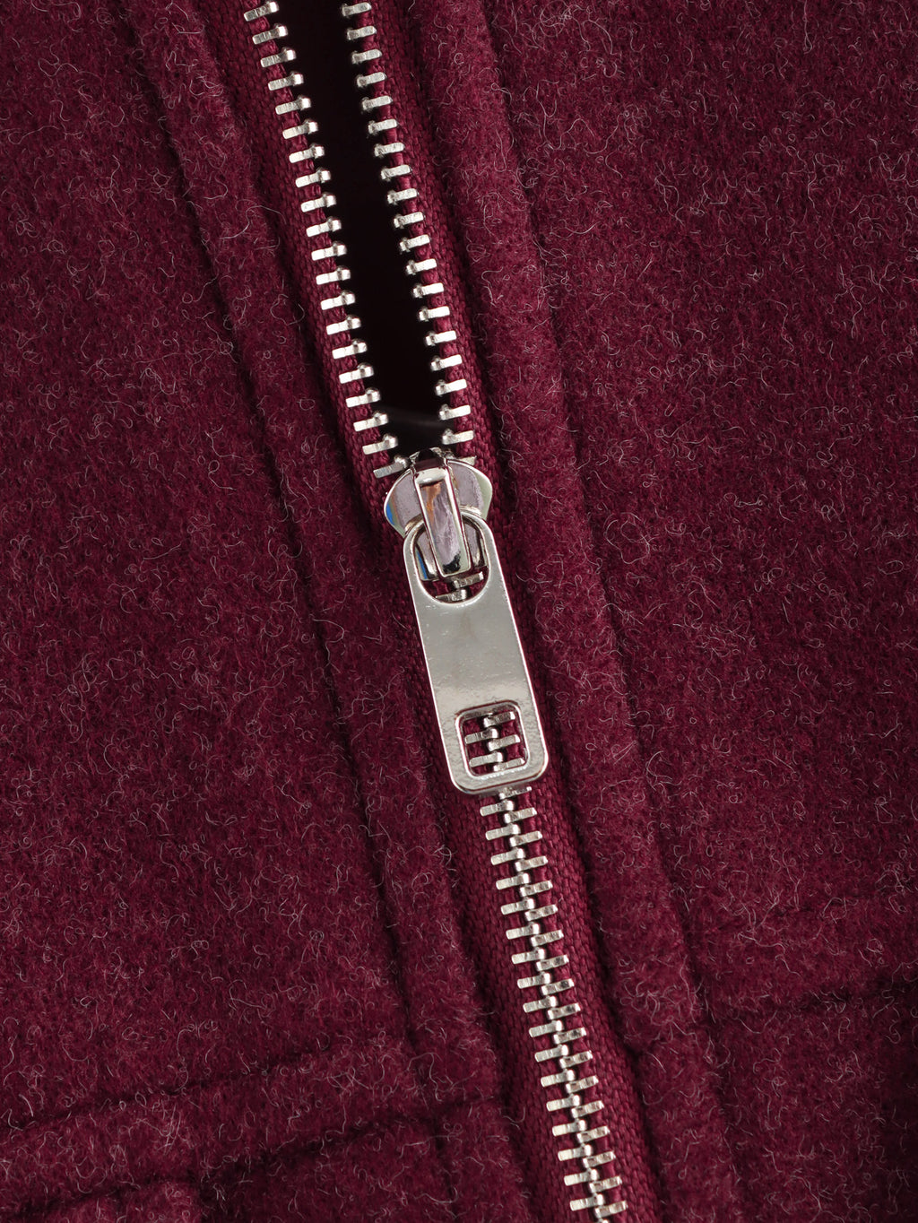 Wine Red Wool Blend Cropped Zip Jacket - Winered - 6