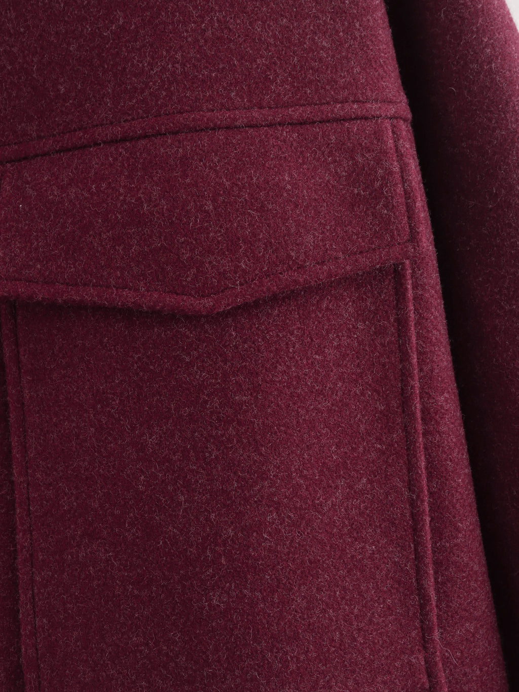 Wine Red Wool Blend Cropped Zip Jacket - Winered - 7