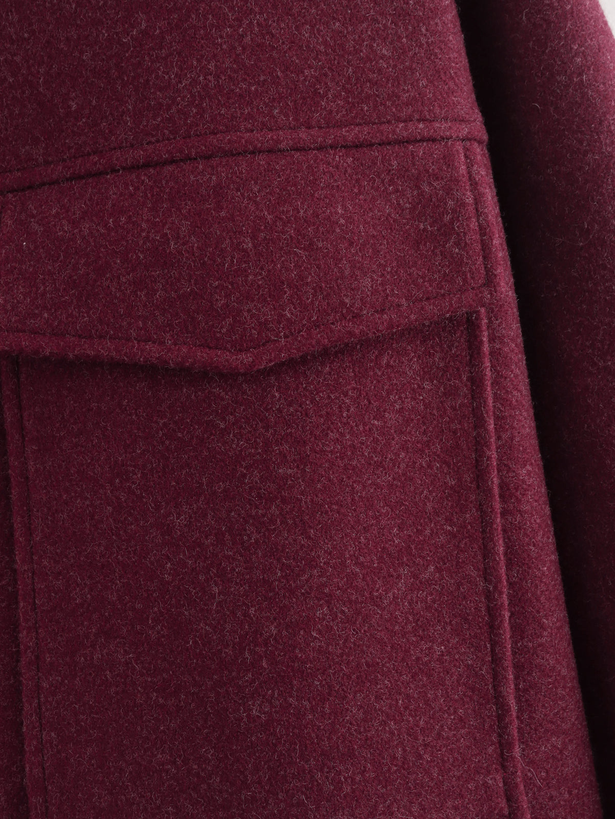Wine Red Wool Blend Cropped Zip Jacket - Winered - 7