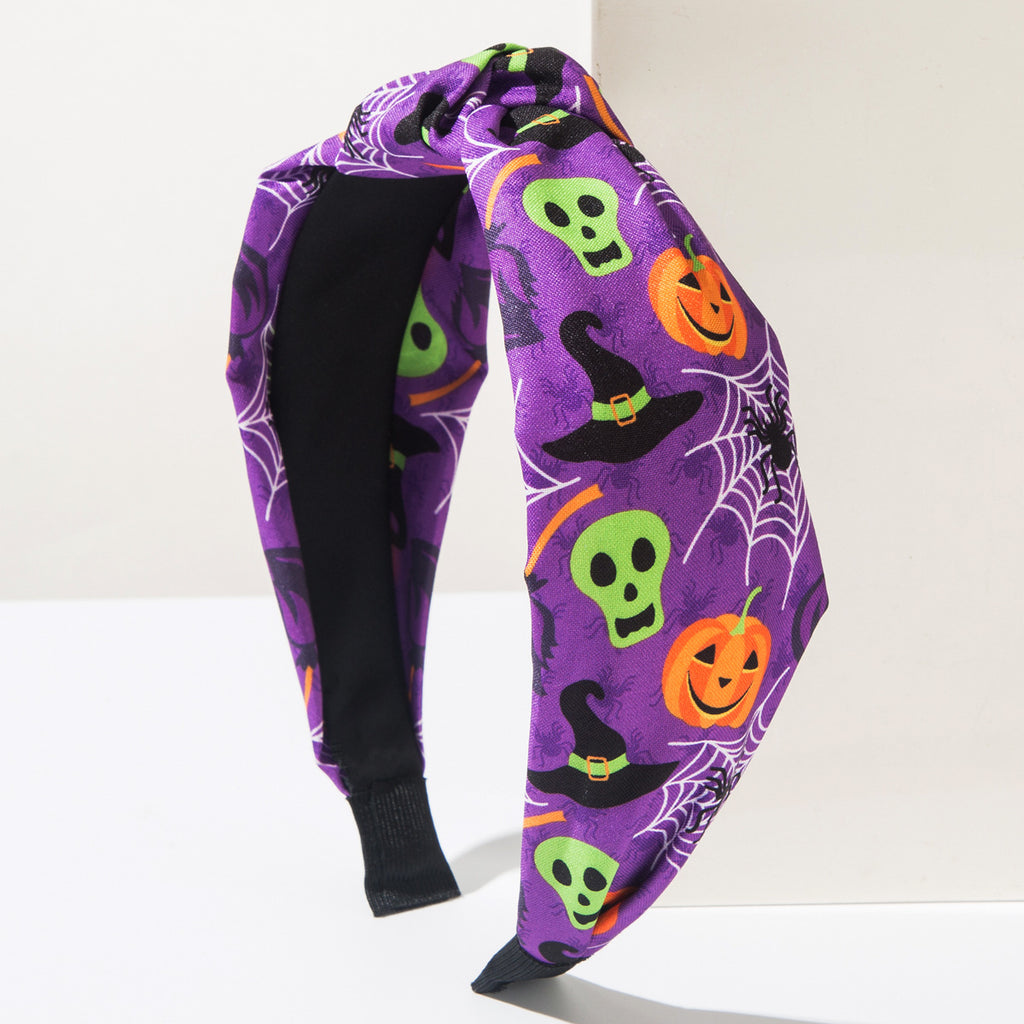 Printed Halloween Headband With Center Knot - C1