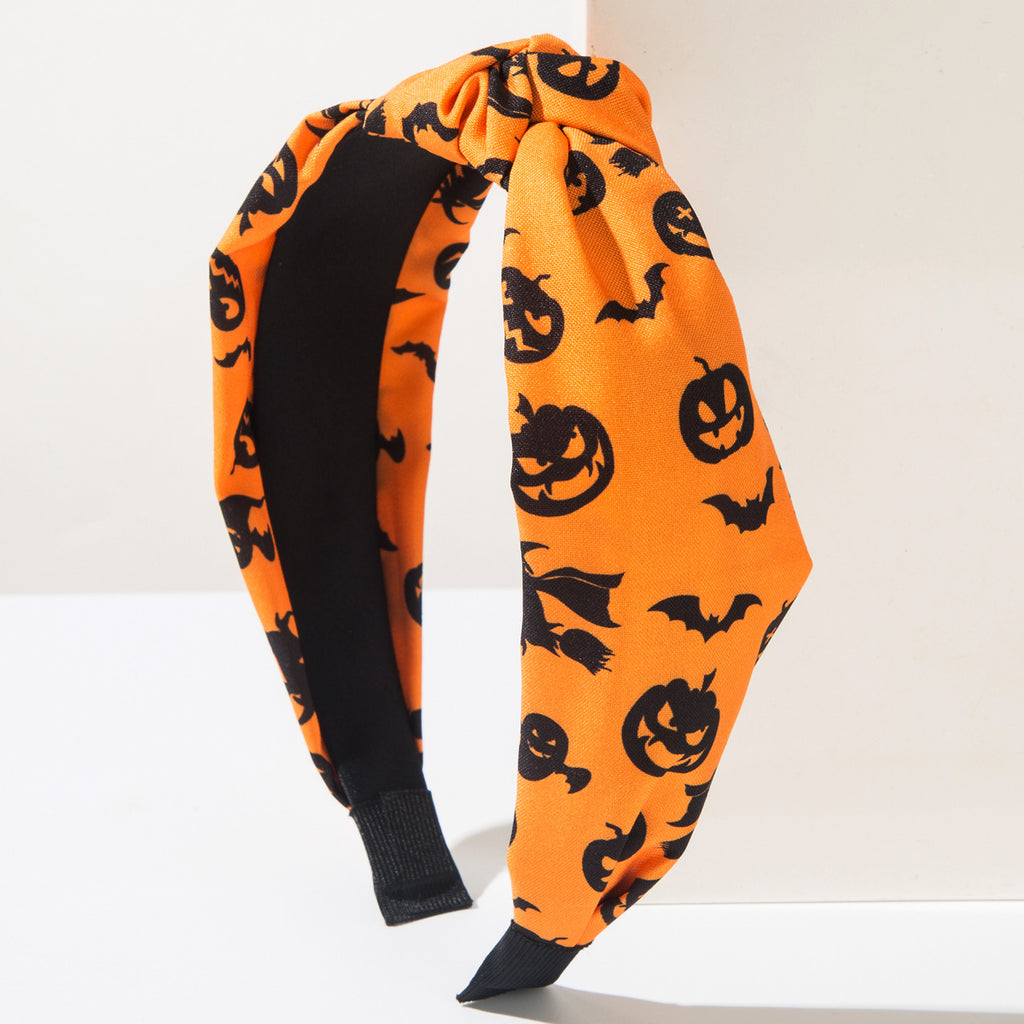 Printed Halloween Headband With Center Knot - C2