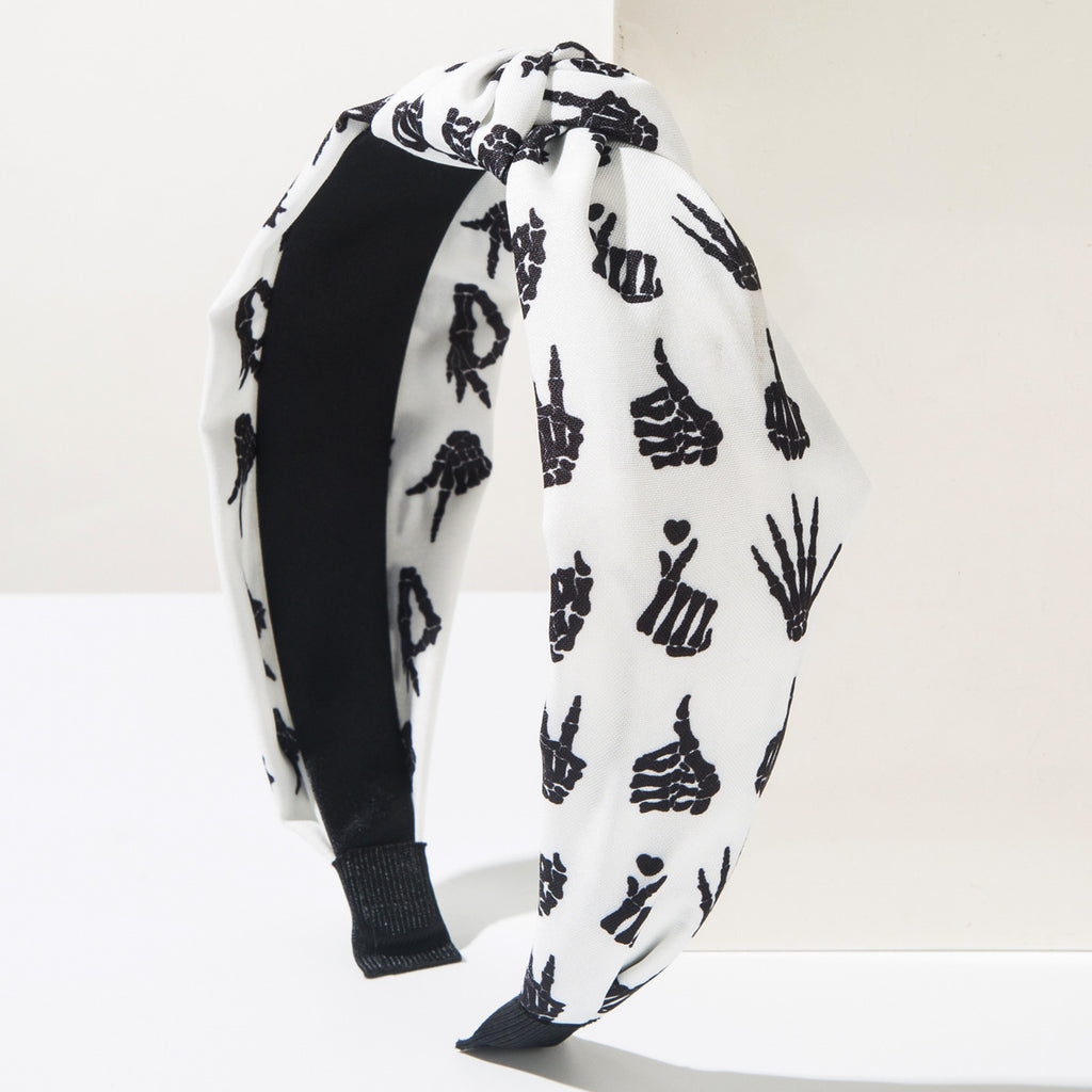 Printed Halloween Headband With Center Knot - C3