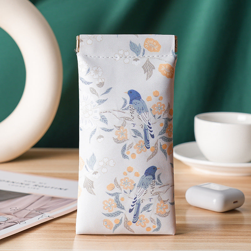 Art Print Soft Snap Glasses Case - Bird