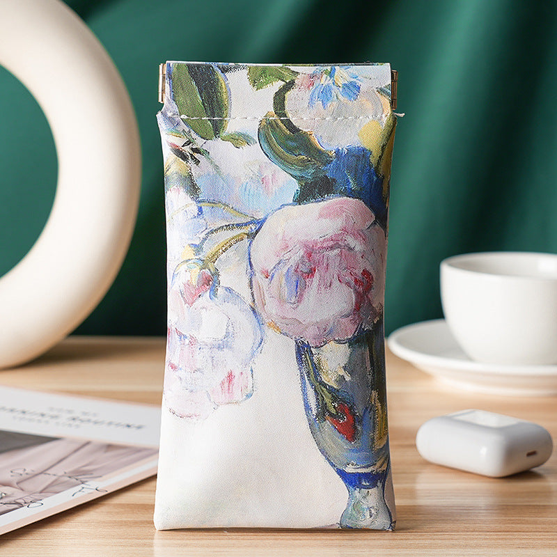 Art Print Soft Snap Glasses Case - Rose - 1
