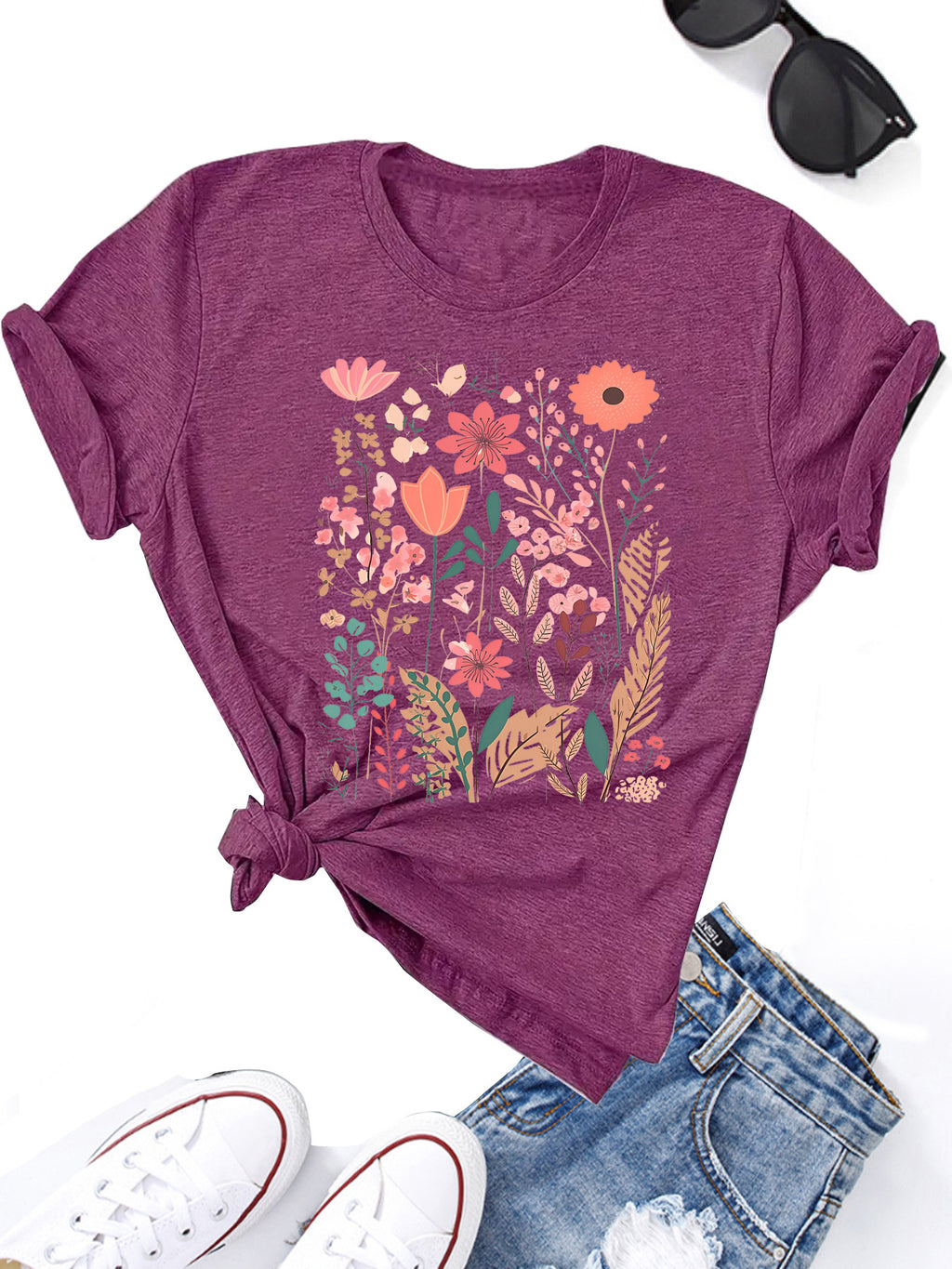 Wildflower Garden Graphic Tee - Berry