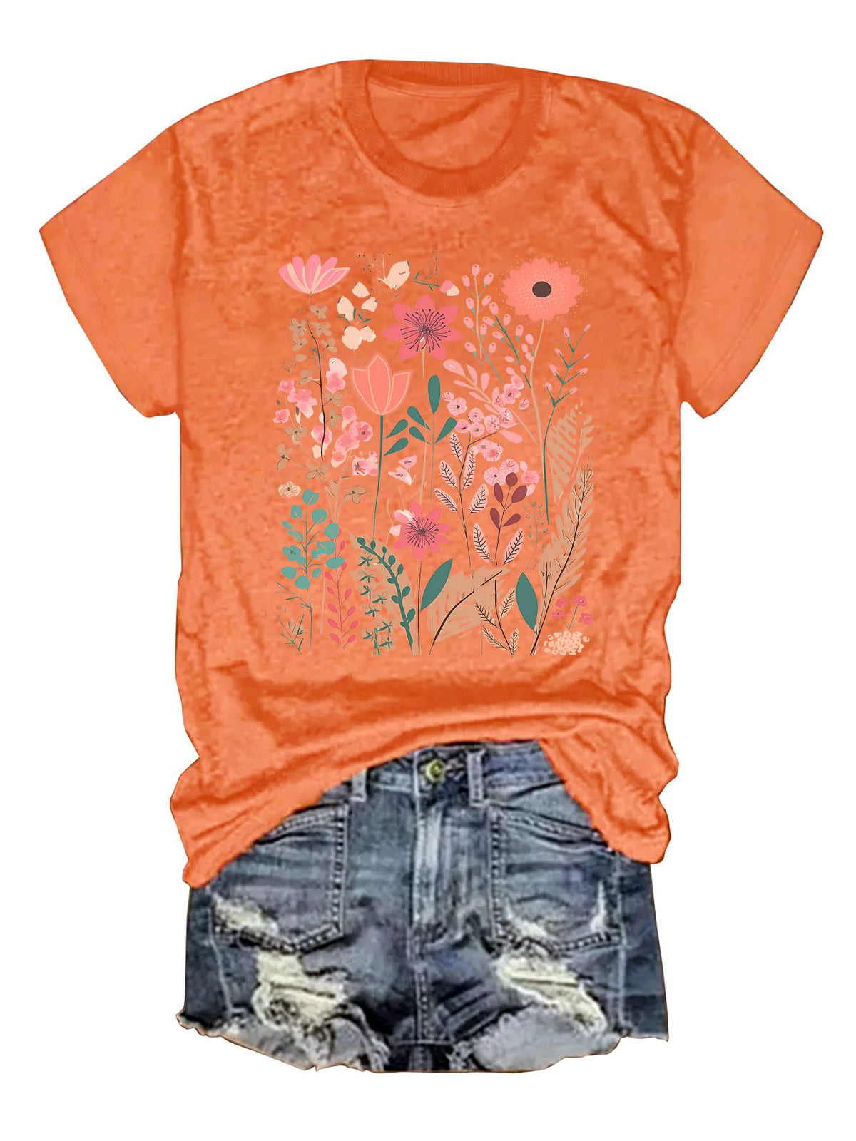 Wildflower Garden Graphic Tee - Orange