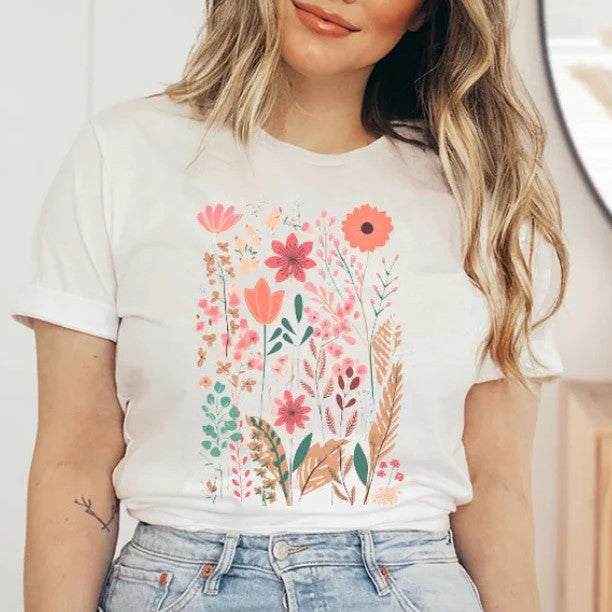 Wildflower Garden Graphic Tee - White