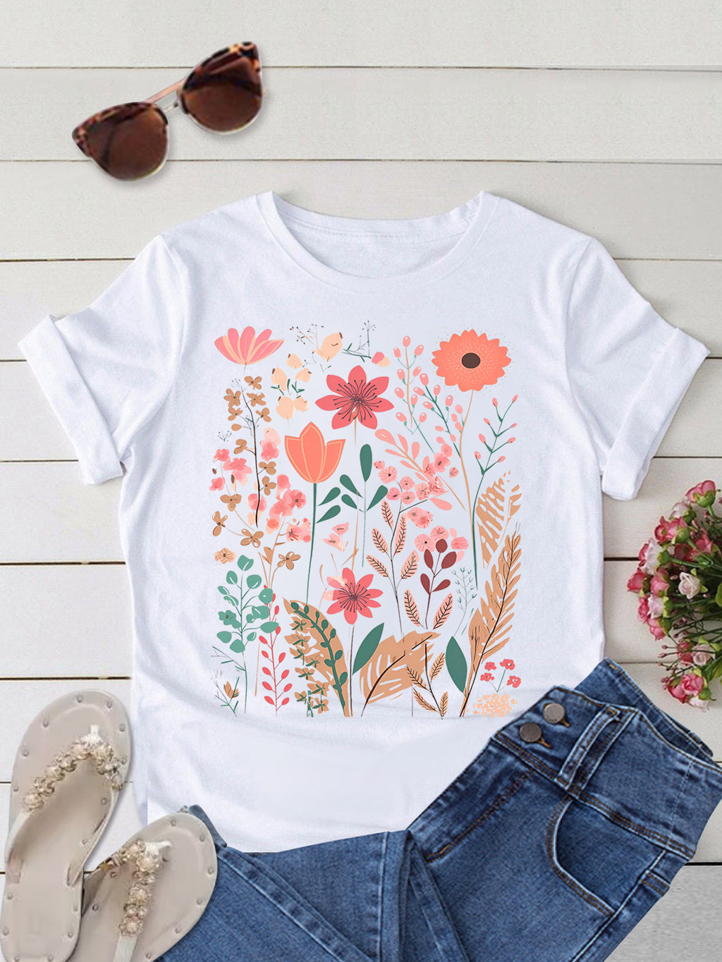 Wildflower Garden Graphic Tee - White - 1