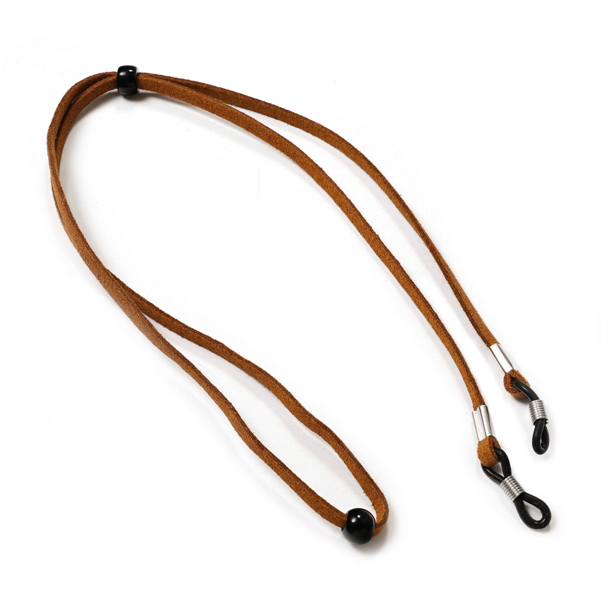 Soft Suede Eyeglass Retainer Cord With Grips - Brown