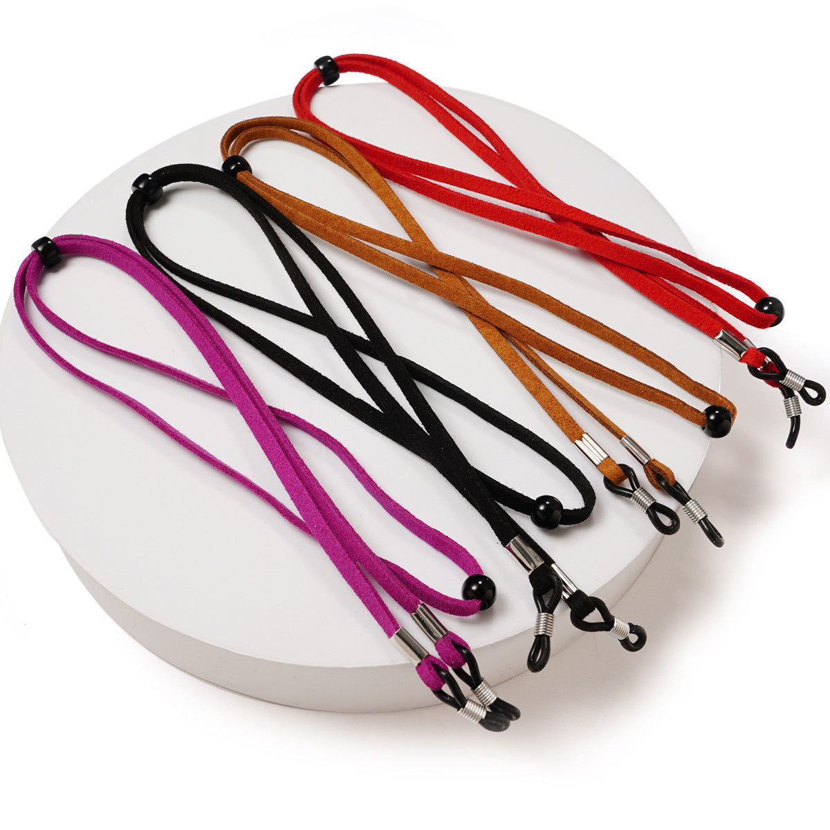 Soft Suede Eyeglass Retainer Cord With Grips - RoseRed