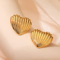 Ribbed Dome Pearl Statement Stud Earrings - Love