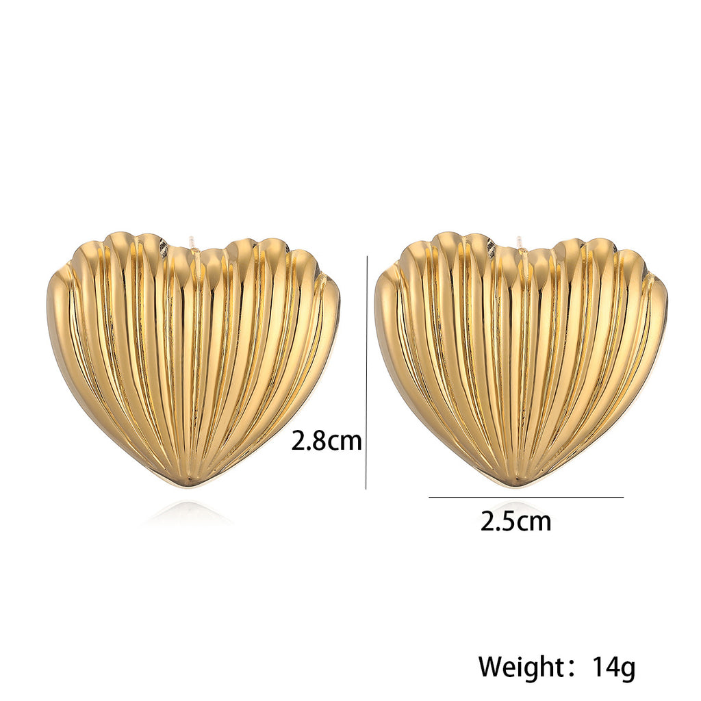 Ribbed Dome Pearl Statement Stud Earrings - view 1