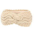 Wave Cable Knit Twist Headband - Beige