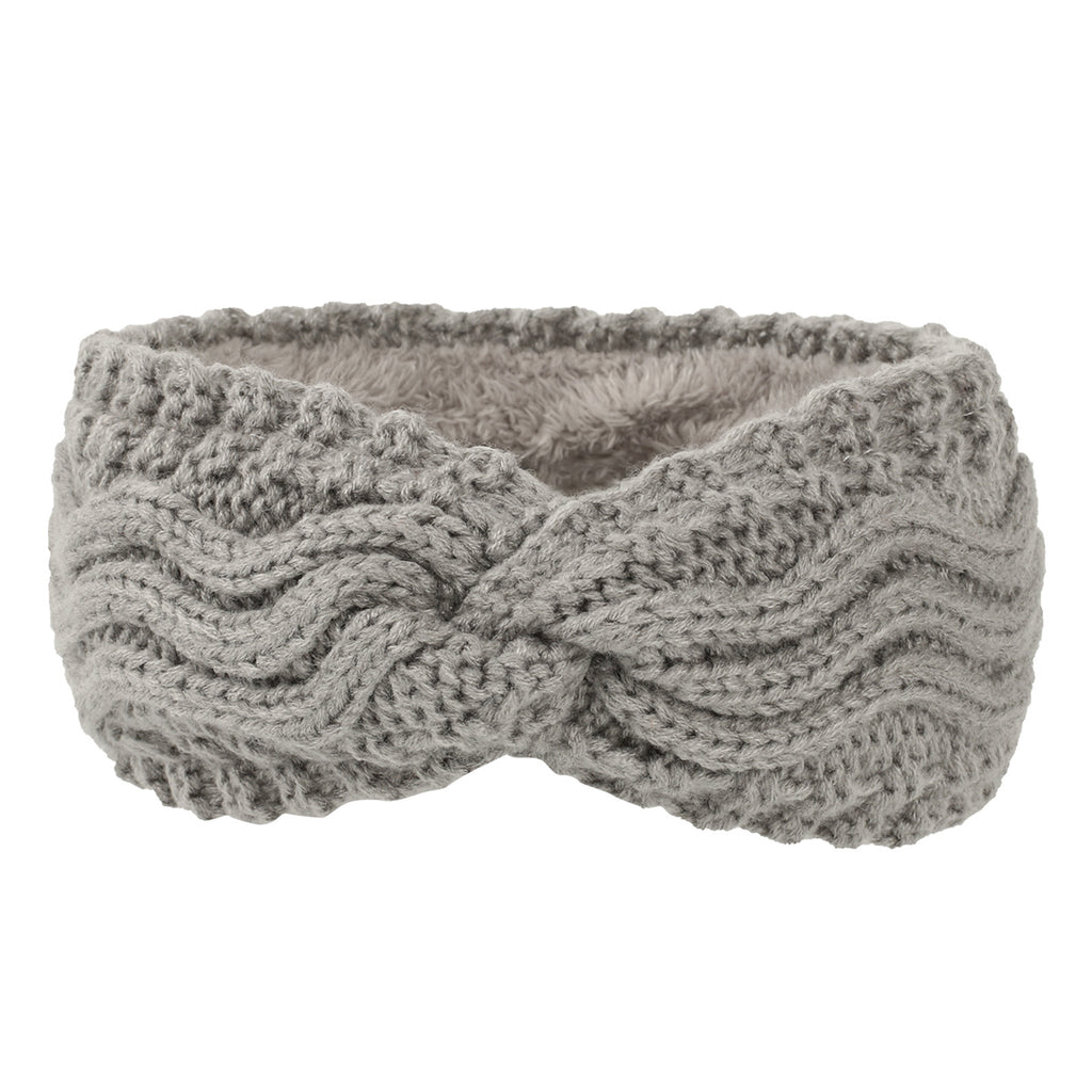 Wave Cable Knit Twist Headband - LightGrey