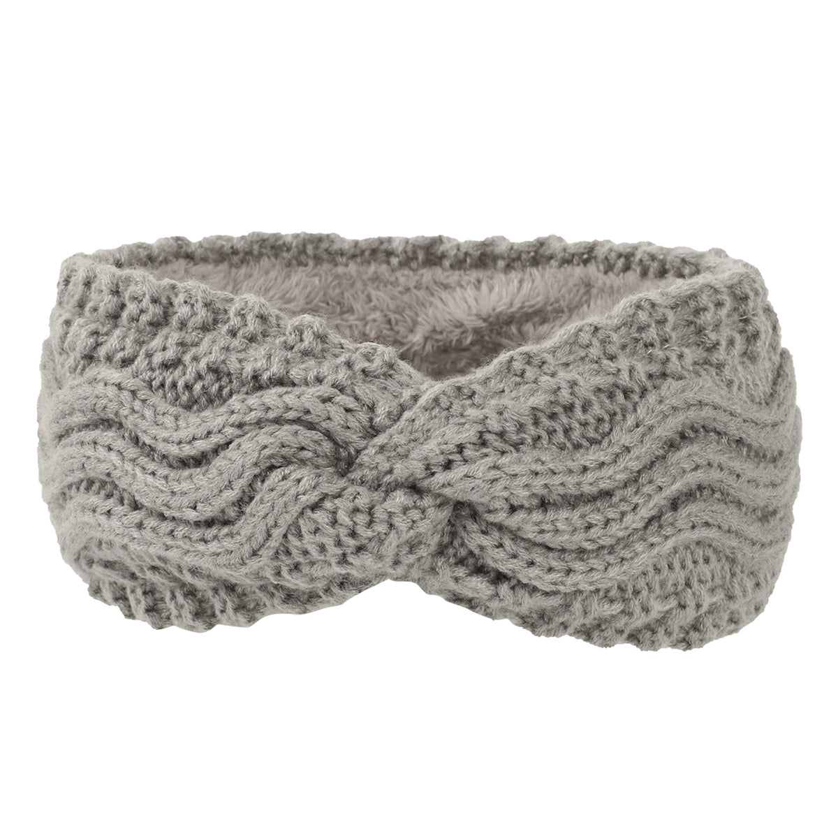 Wave Cable Knit Twist Headband - LightGrey