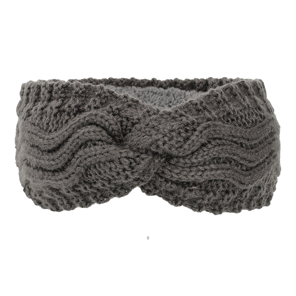 Wave Cable Knit Twist Headband - charcoal