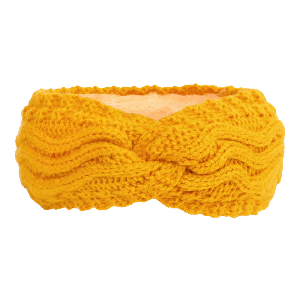 Wave Cable Knit Twist Headband - mango