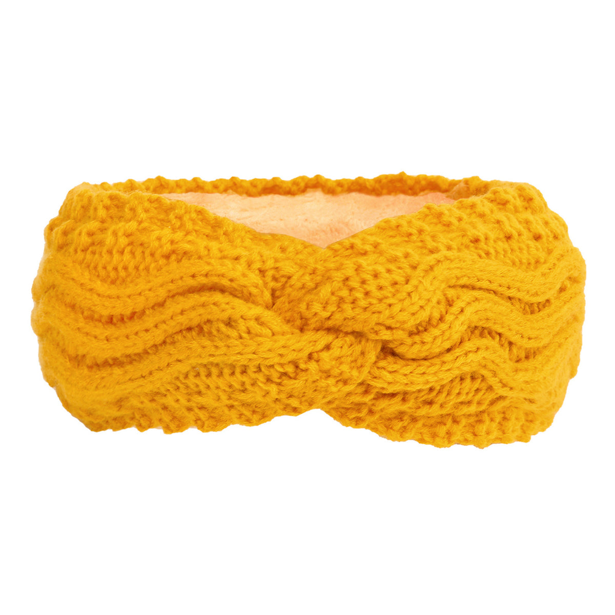 Wave Cable Knit Twist Headband - mango