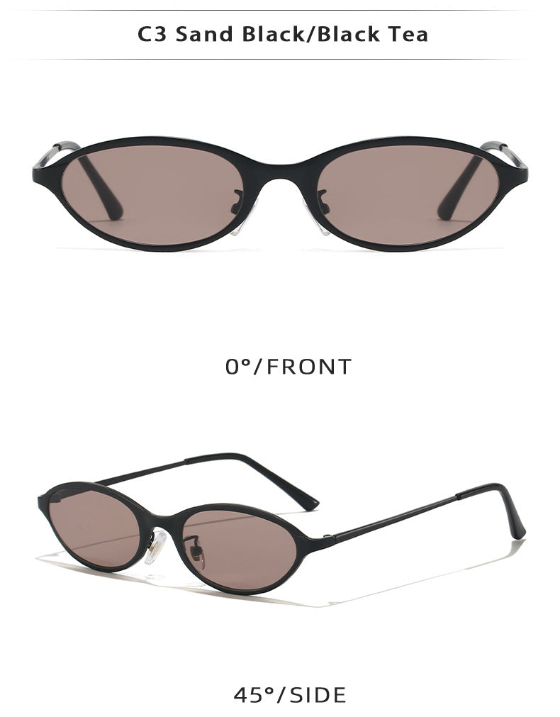 Tinted Mini Cat-Eye Oval Sunglasses Retro Y2K - view 2