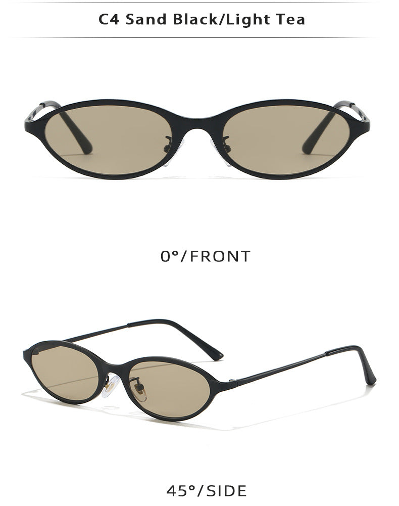 Tinted Mini Cat-Eye Oval Sunglasses Retro Y2K - view 3