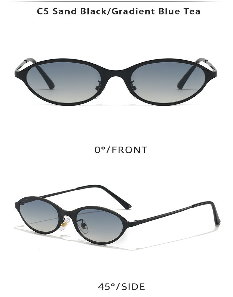 Tinted Mini Cat-Eye Oval Sunglasses Retro Y2K - view 4