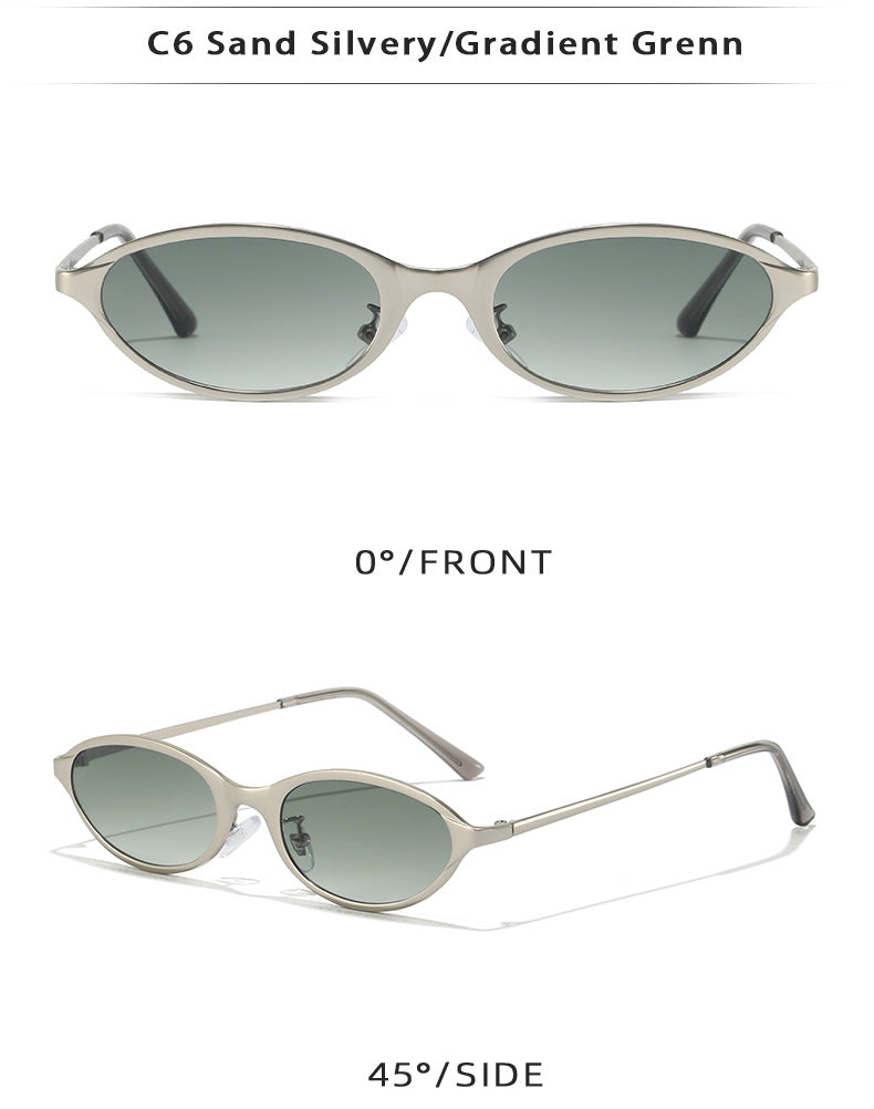 Tinted Mini Cat-Eye Oval Sunglasses Retro Y2K - view 5