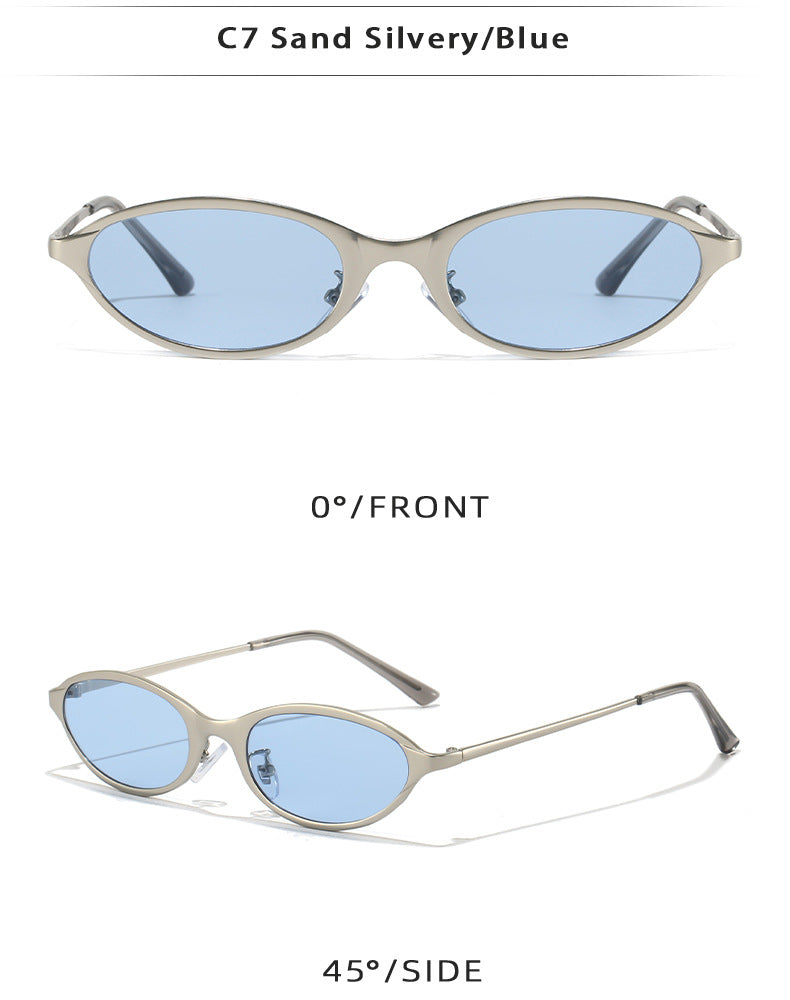 Tinted Mini Cat-Eye Oval Sunglasses Retro Y2K - view 6