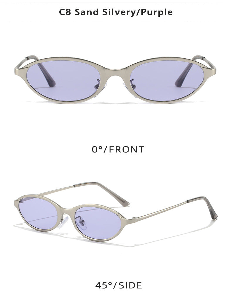Tinted Mini Cat-Eye Oval Sunglasses Retro Y2K - view 7