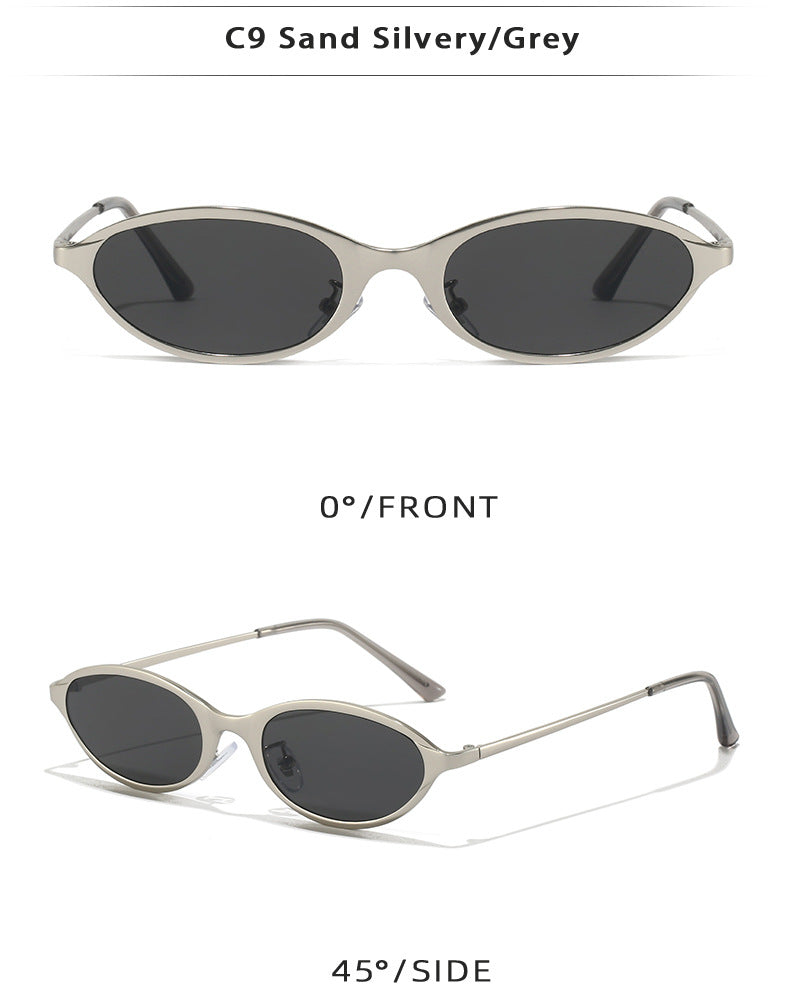 Tinted Mini Cat-Eye Oval Sunglasses Retro Y2K - view 8