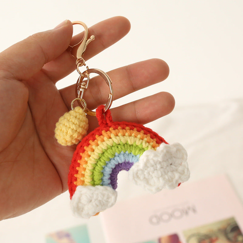 Crochet Rainbow Cloud Bag Charm - Color_1