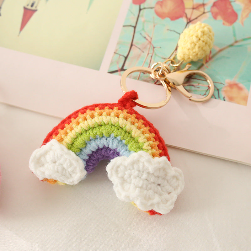 Crochet Rainbow Cloud Bag Charm