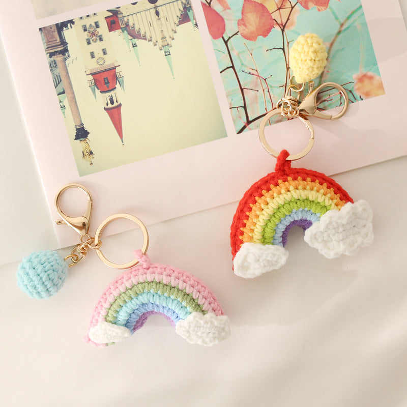 Crochet Rainbow Cloud Bag Charm - view 1