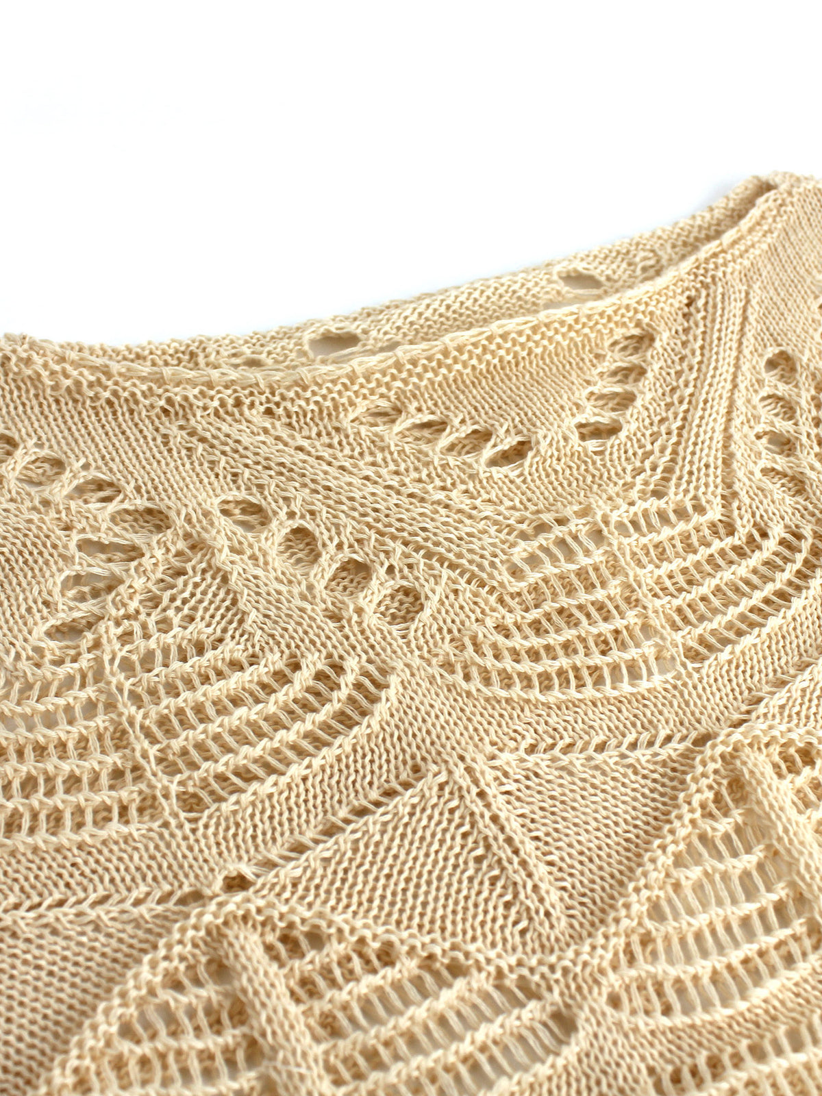 Pointelle Crochet Knit Bell Sleeve Sweater - view 1