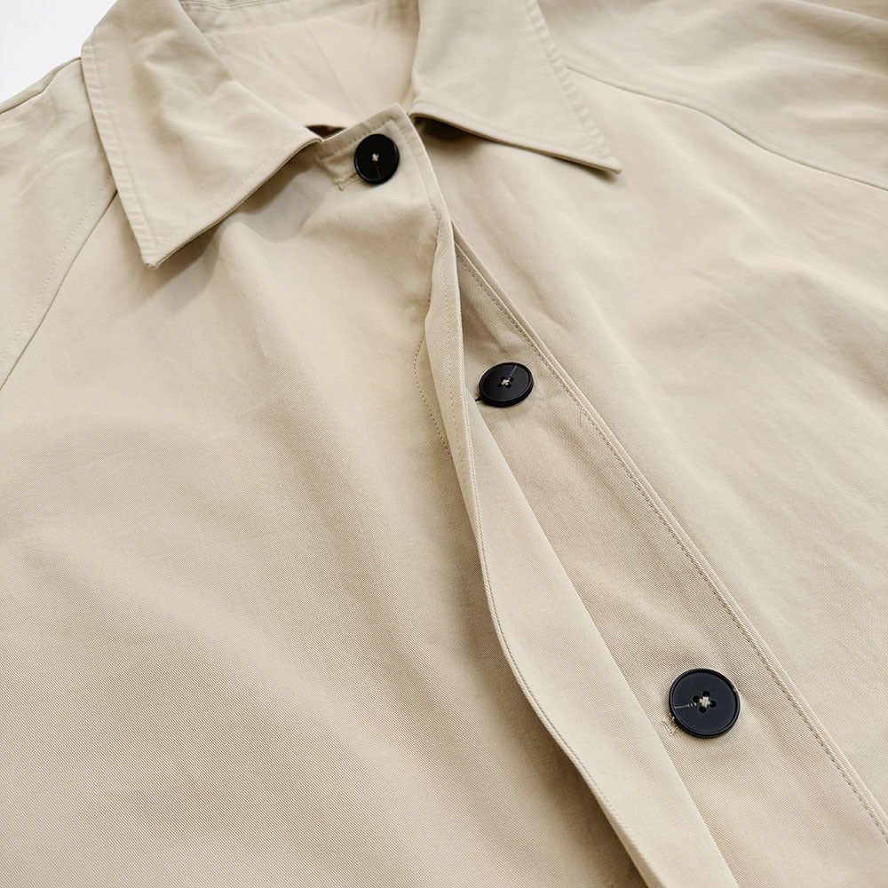 Longline Single Breasted Cotton Trench Coat - Khaki - 4