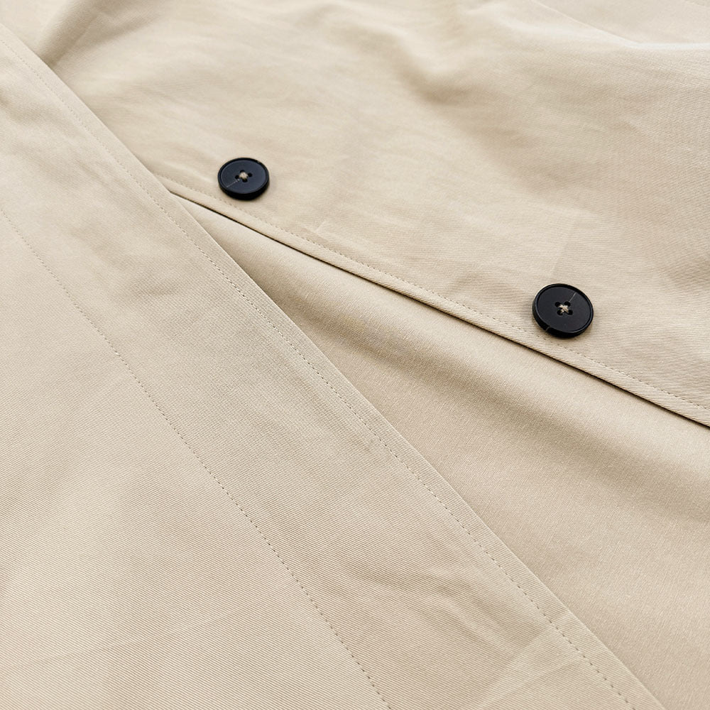 Longline Single Breasted Cotton Trench Coat - Khaki - 5