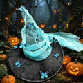 Butterfly Witch Hat With Draped Organza Sash - Black