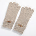 Cable Cuff Knit Winter Gloves - Beige