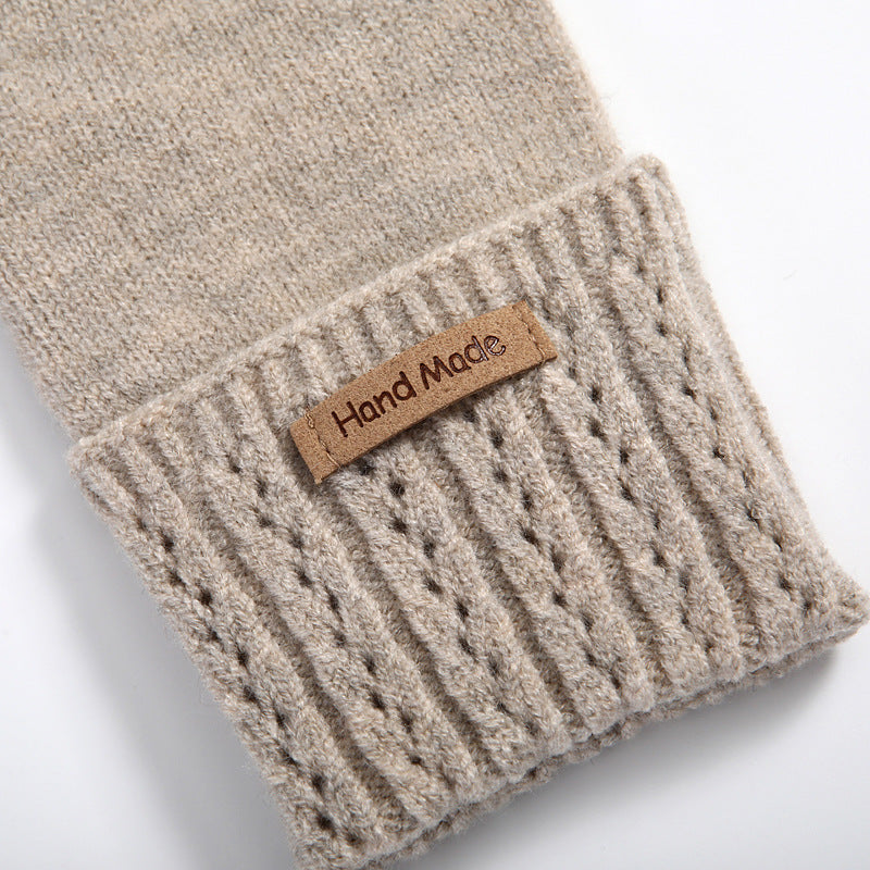 Cable Cuff Knit Winter Gloves - Beige - 3