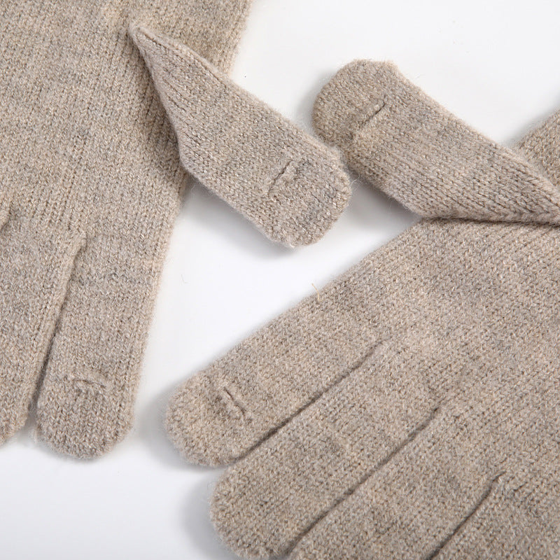 Cable Cuff Knit Winter Gloves - Beige - 4