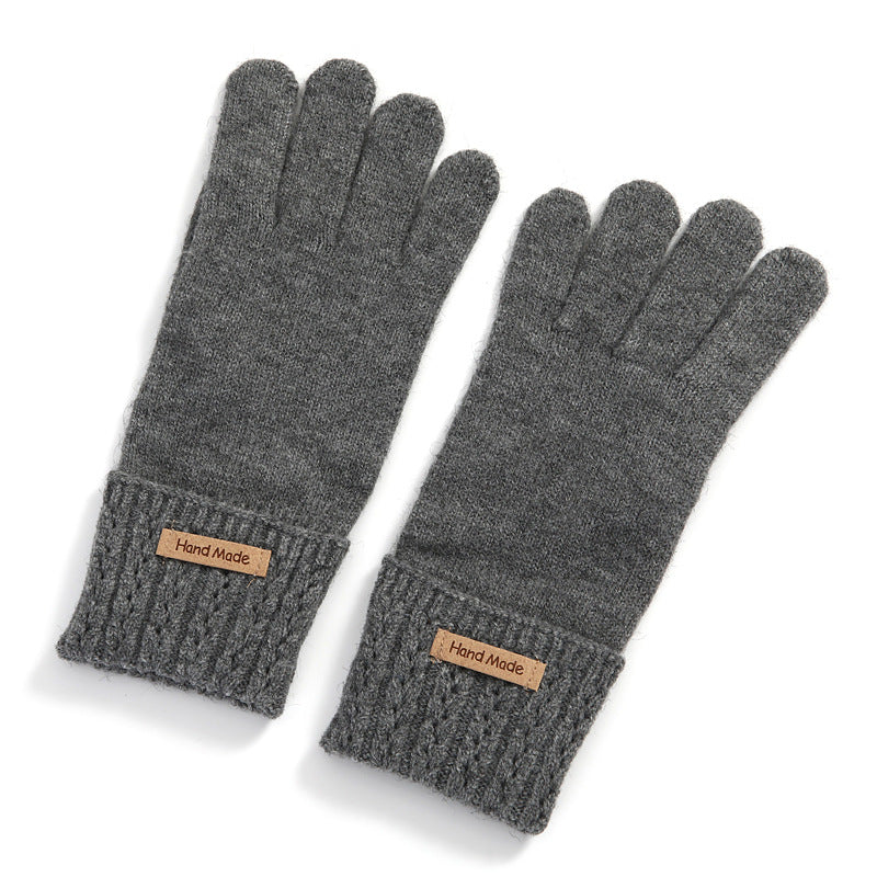 Cable Cuff Knit Winter Gloves - Grey