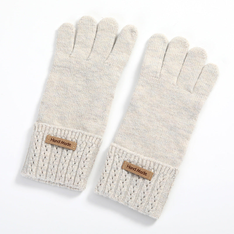Cable Cuff Knit Winter Gloves - White