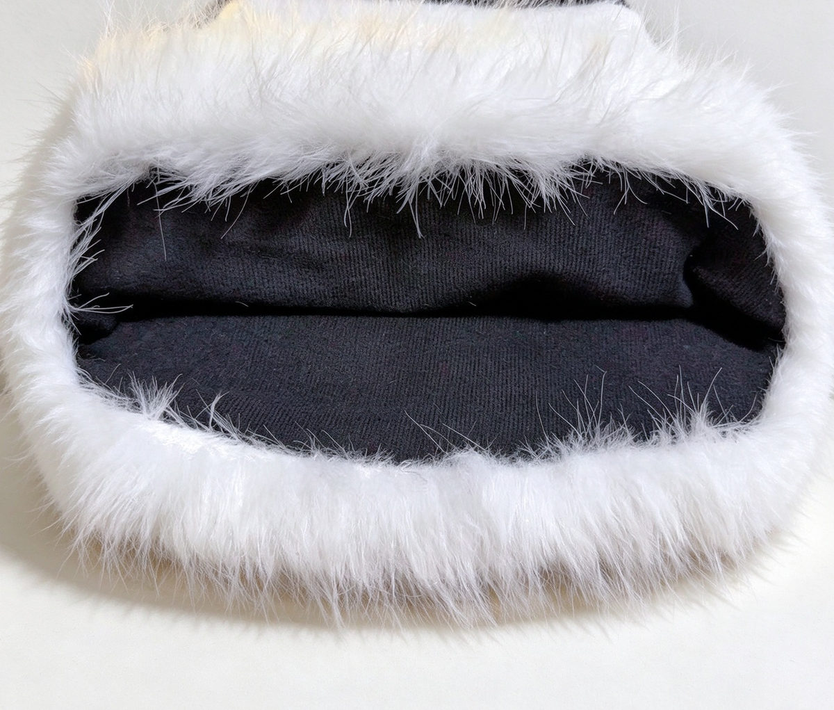 Long Tail Striped Santa Beanie with Faux Fur Cuff - Black - 1