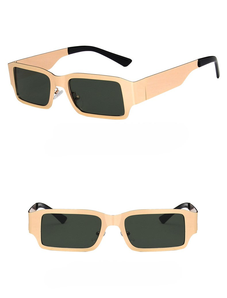 Chunky Square Metal Frame Sunglasses - Dark green - 1