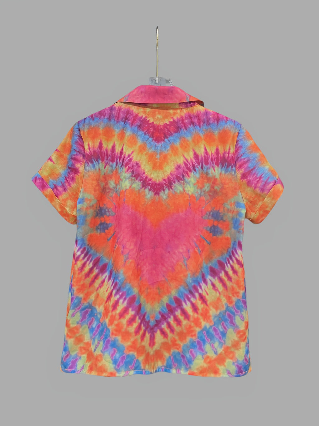 Retro Tie Dye Short Sleeve Camp Shirt - Tie-dye - 1