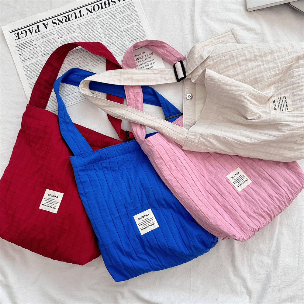 Pleated Crinkle Large Capacity Tote Bag