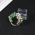 Pearl Blossom Leaf Wreath Brooch - Gardenia