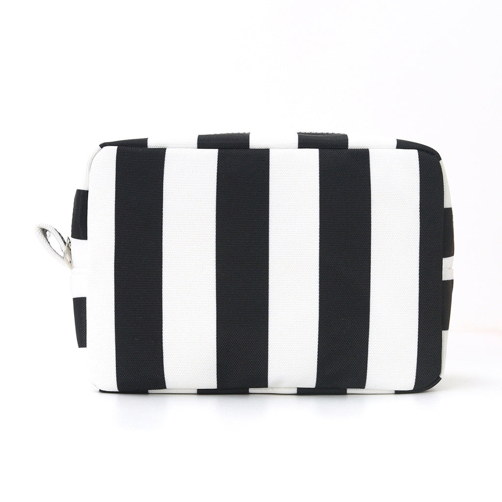 Bold Stripe Corduroy Boxy Cosmetic Pouch - Black