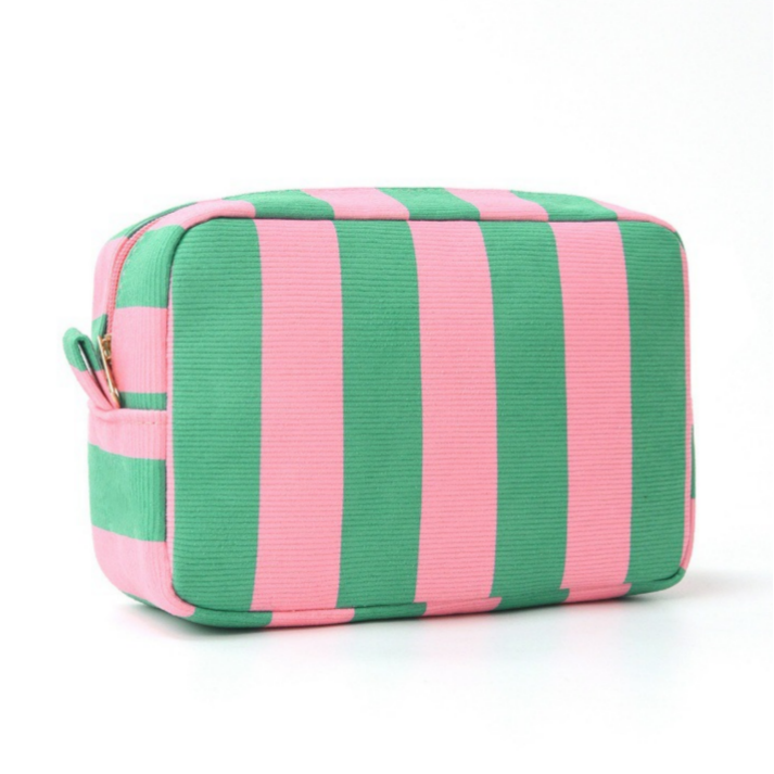 Bold Stripe Corduroy Boxy Cosmetic Pouch - GPink - 3