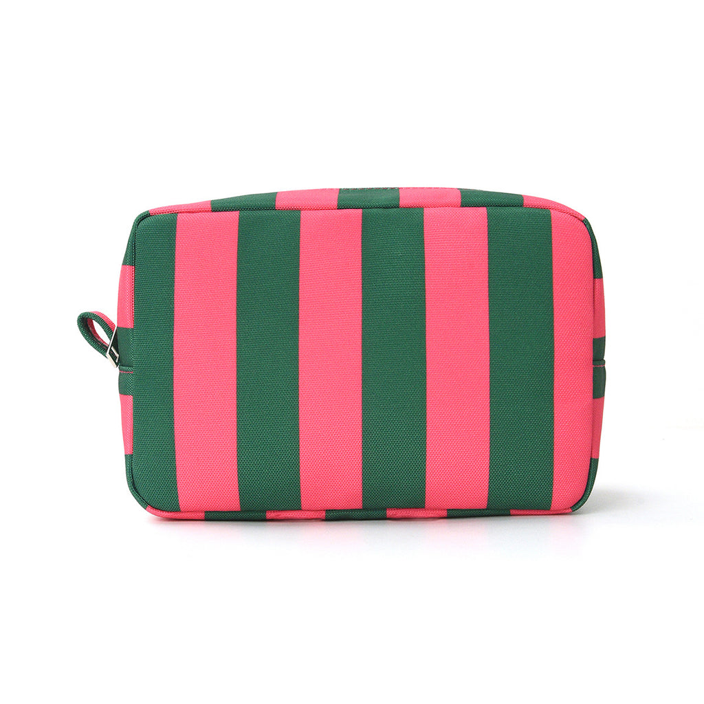 Bold Stripe Corduroy Boxy Cosmetic Pouch - GRose